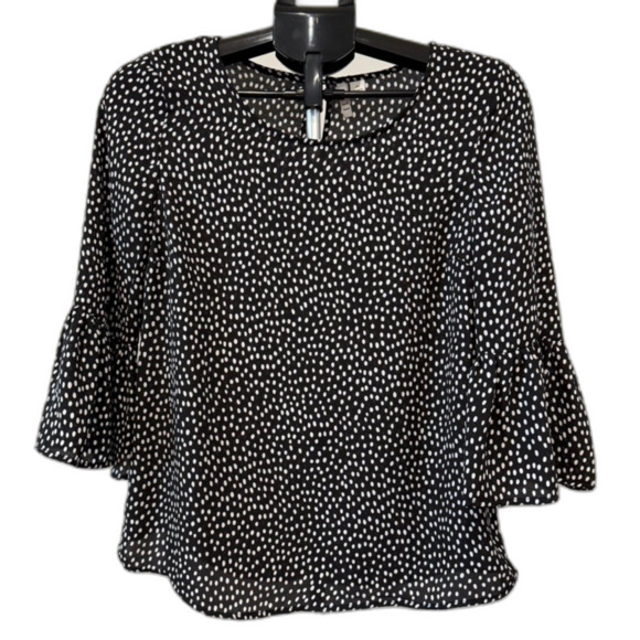 elle Tops - Elle Polka Dot Blouse with Ruffle Flare Sleeves Size XS